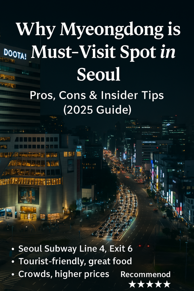 Tourist shopping and walking along Myeongdong street in central Seoul