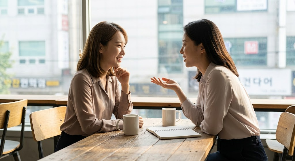 two Korean friends agreeing to speak casually