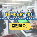 tapping a T-money card at a Seoul subway gate