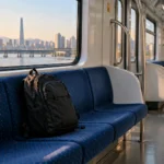 Backpack left on an empty subway seat