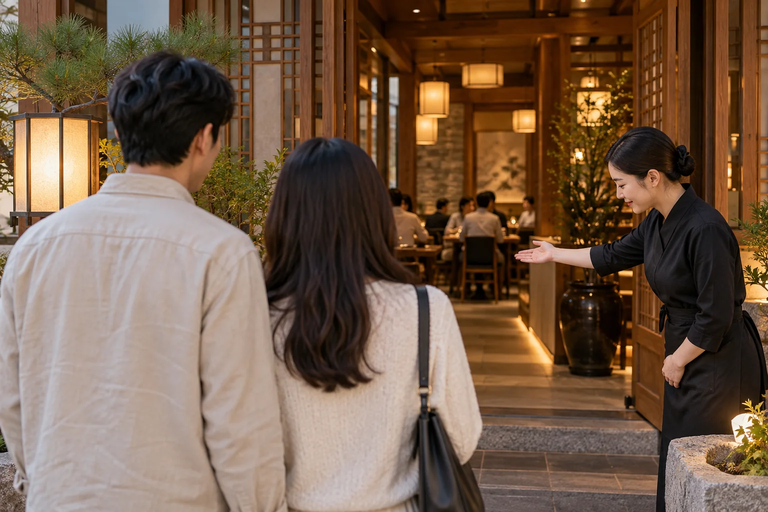 A restaurant host calling the next waiting party.