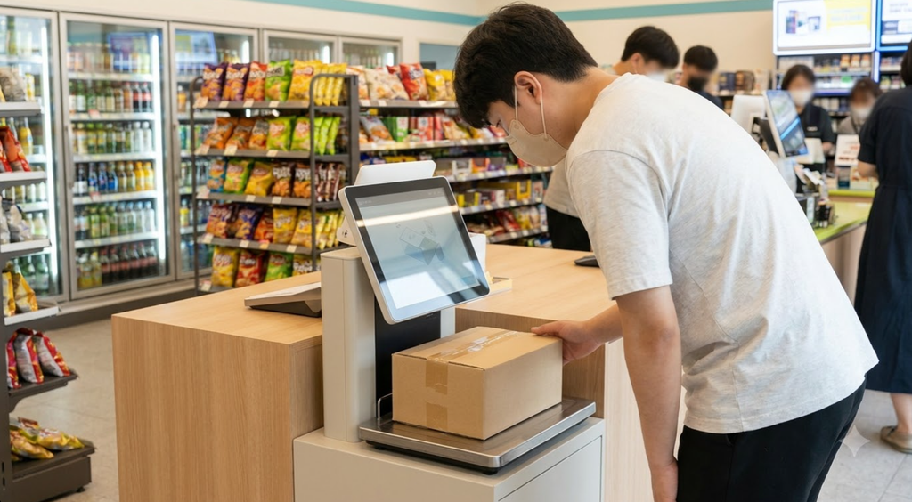 sending a parcel at a Korean convenience store