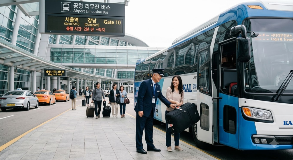 airport limousine bus stop at Incheon Airport