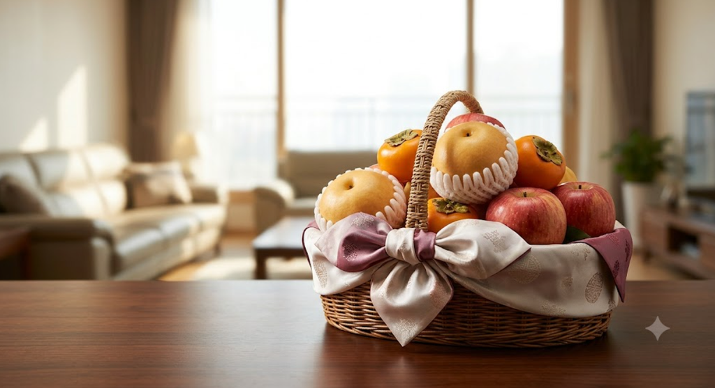 fruit gift box for visiting a Korean home