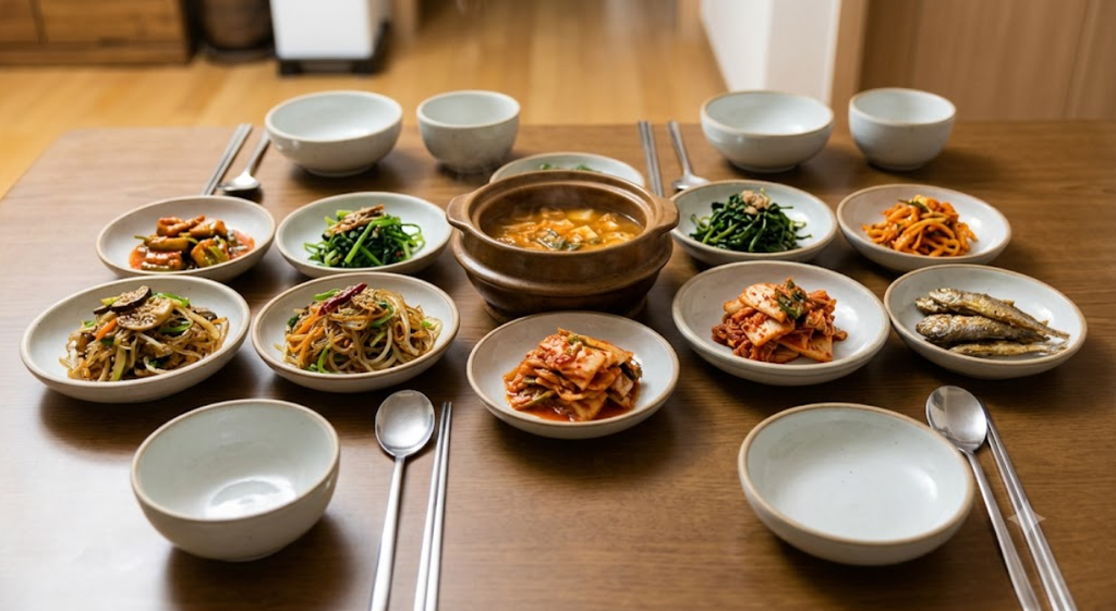 home-cooked Korean meal on the table