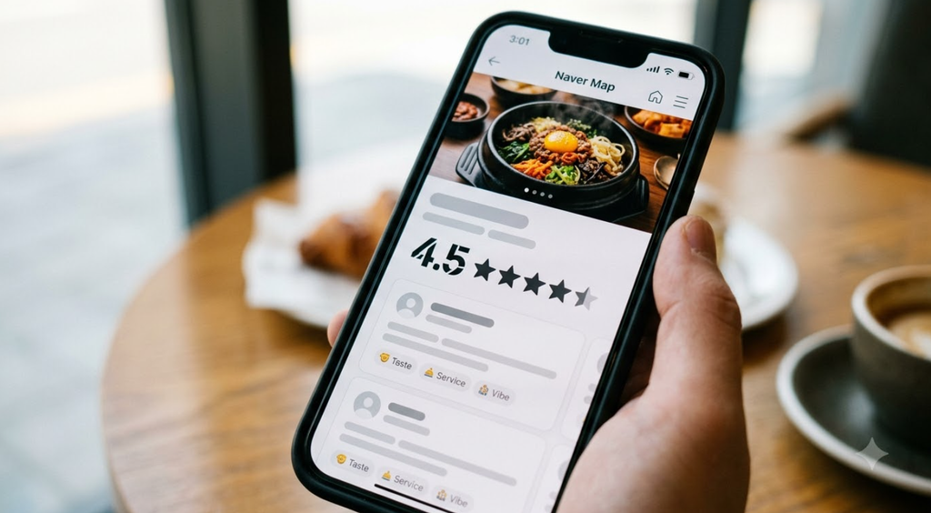 searching a place and reviews on Naver Map